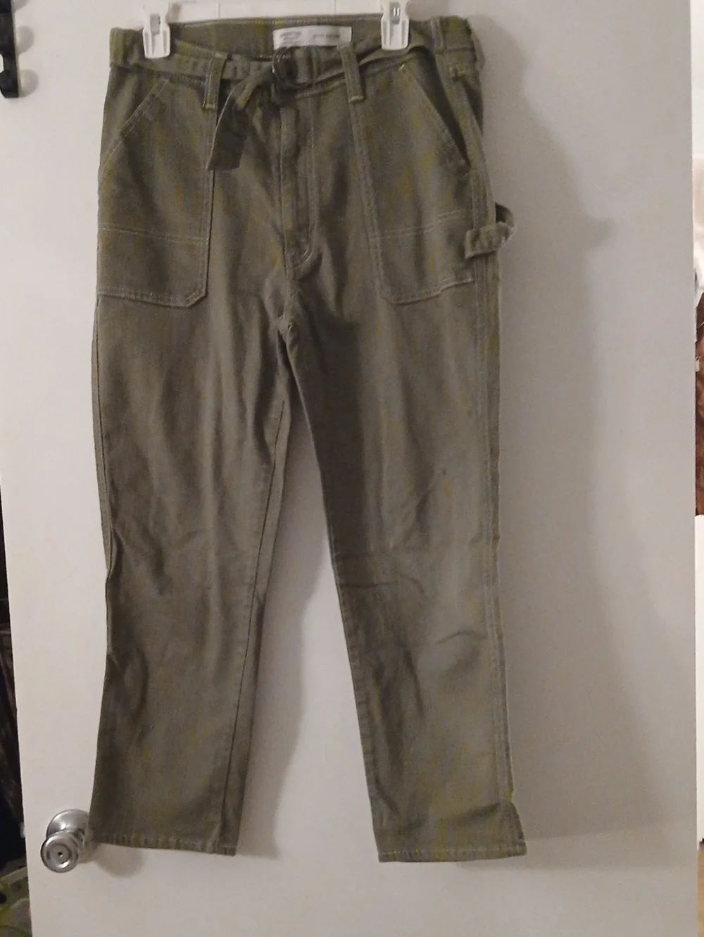 Signature by Levi Strauss Olive Green Ankle Utility Slim Crop Pants Hammer Loop